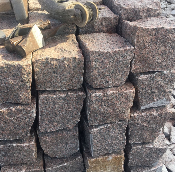 G354 Cube Stone Red Granite Cobble Stone Cube Stone